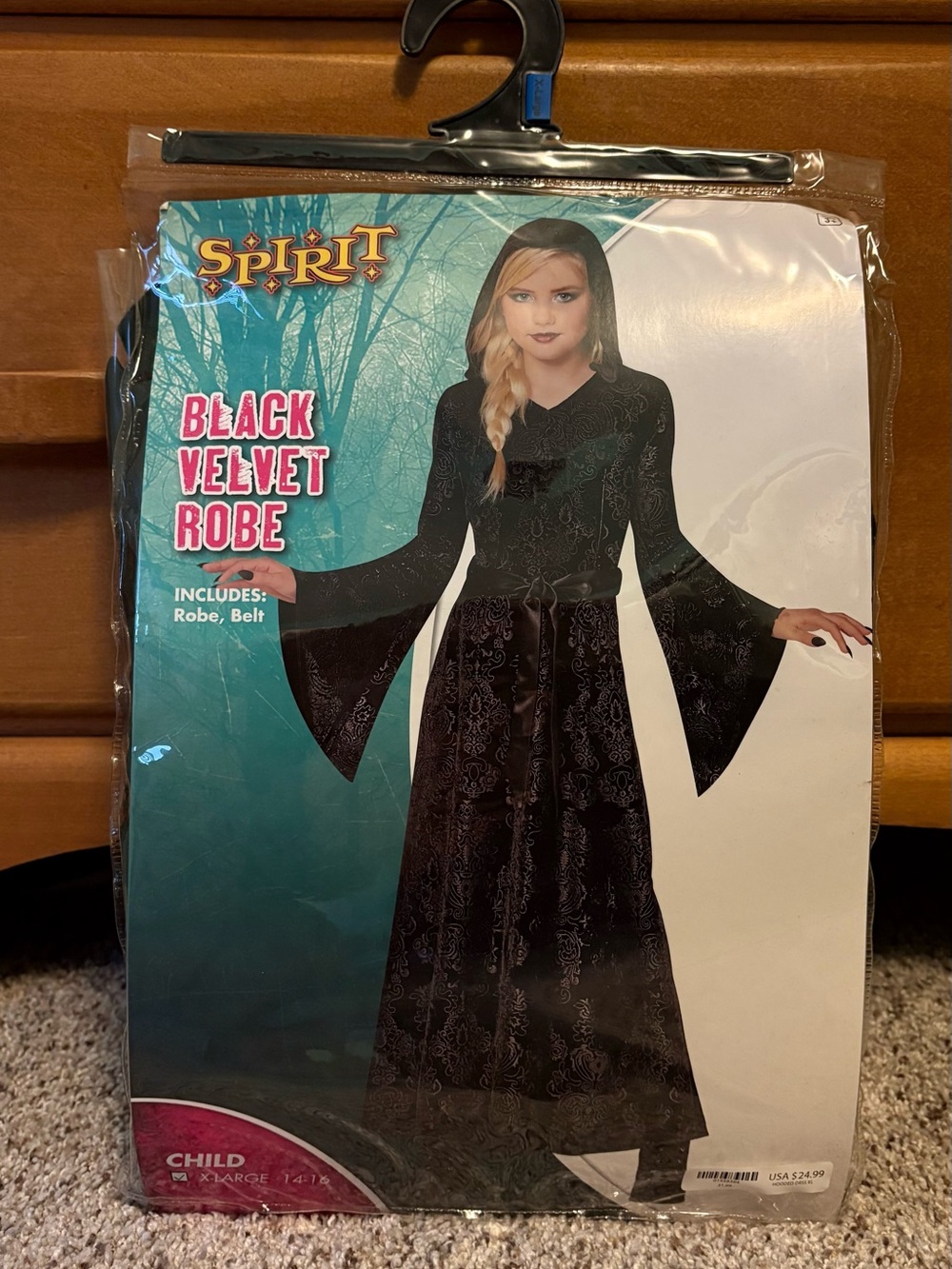 Spirit Black Velvet Robe Kids Costume - Black